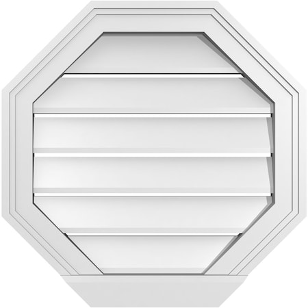 Ekena Millwork Octagonal Surface Mount PVC Gable Vent: Functional, w/ 2"W x 2"P Brickmould Sill Frame, 20"W x 20"H GVPOC20X2003SF